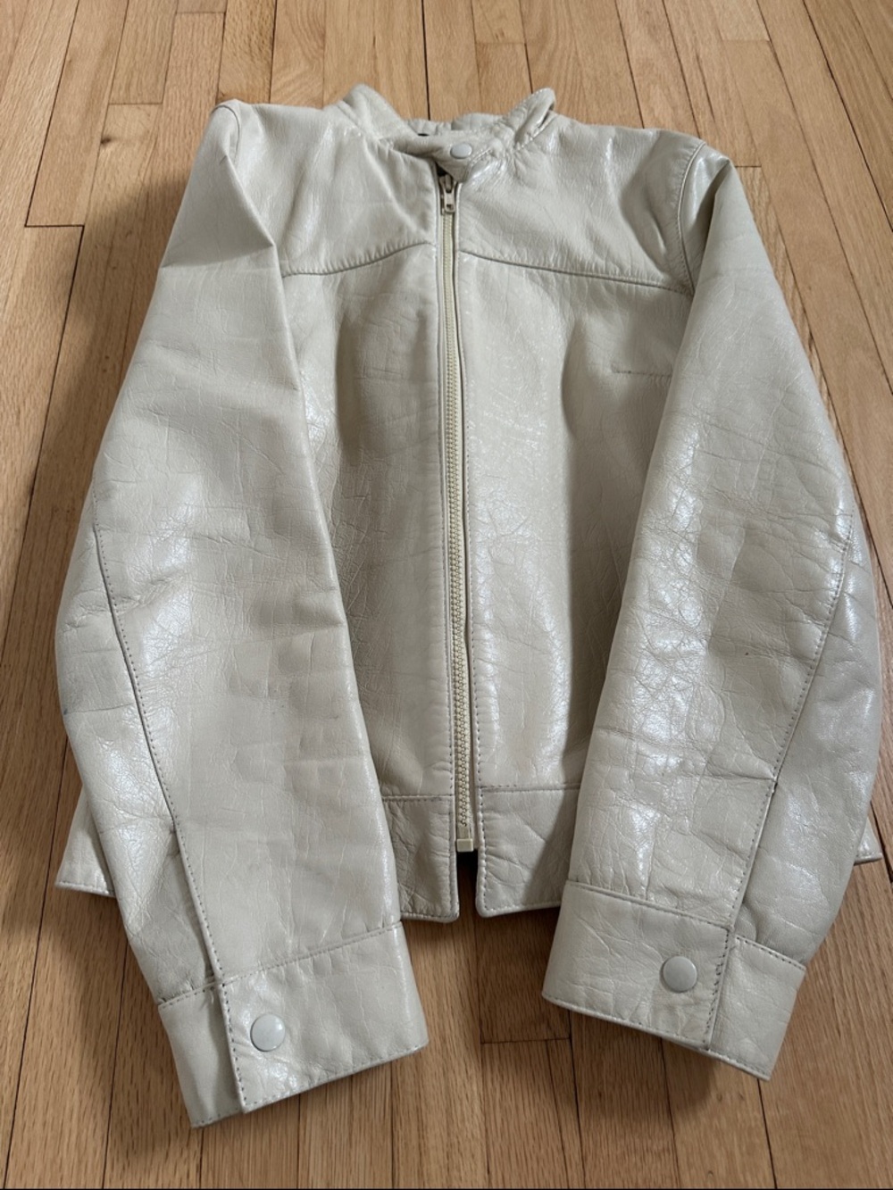 Vintage 90s Bod & Christensen cream leather moto jacket - Picture 14 of 14